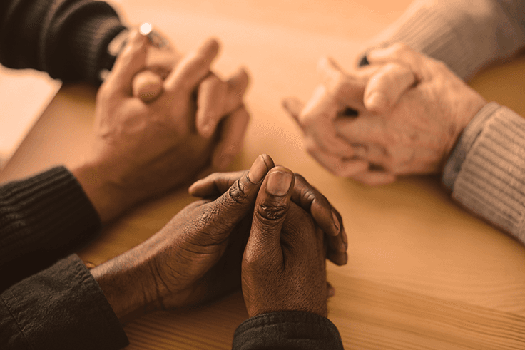 Men gathered for Bible study at Founded in Truth